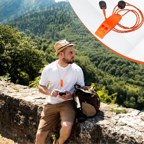 6Pcs Emergency Whistles with Lanyard, Survival Whistles Loud Safety Whistle, Marine Whistle with Adjustable Reflective Lanyard, Super Loud Floating Whistles for Emergency