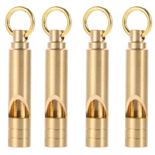 FUTURESTEPS Brass Whistles 4 Pack, Emergency Survival Whistles Loud Safety Whistles for Adults, Self-Defense Whistle for Outdoor Activities, Distress Signal, Emergency Whistle for Hiking, Survival