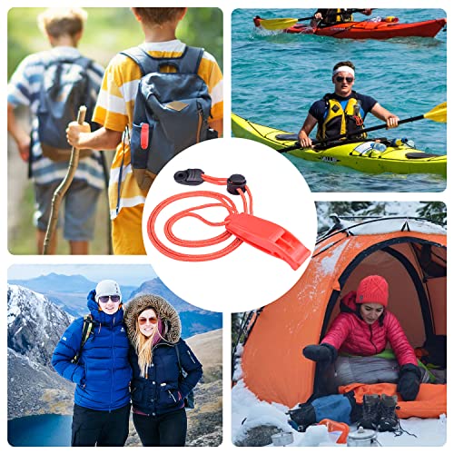 4 Pack Emergency Whistles, Loud Shrill Safety Whistle with Reflective Lanyard for Outdoor Climbing Hiking Camping Fishing Boat Kayak Life Vest Jacket Boating Water Survival Rescue Signaling (Orange)
