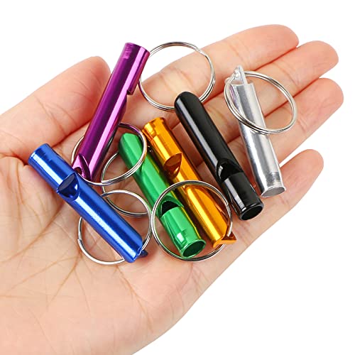 MIDELONG 12 pcs Emergency Whistle with Key Chain, Aluminum Extra Loud Safety Survival Whistle Keychain for Outdoor Sports Camping Hiking Boating Hunting, 6 Colors