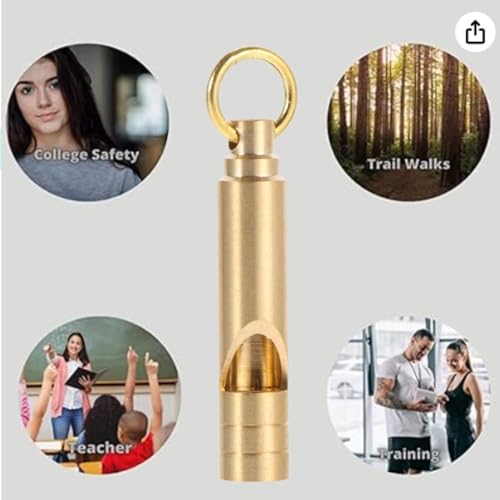 FUTURESTEPS Brass Whistles 4 Pack, Emergency Survival Whistles Loud Safety Whistles for Adults, Self-Defense Whistle for Outdoor Activities, Distress Signal, Emergency Whistle for Hiking, Survival