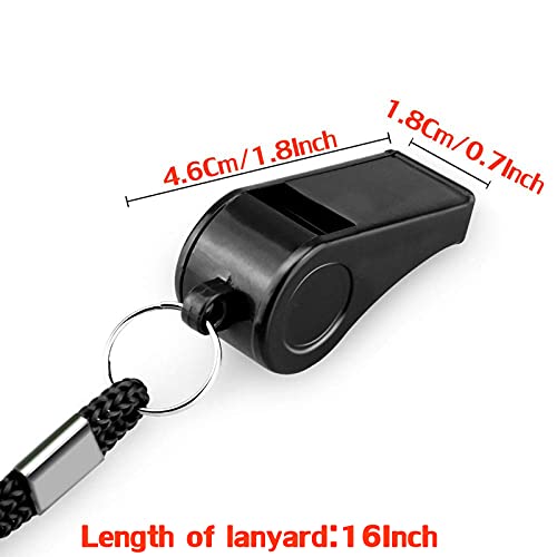 Hipat Whistle with Lanyard, Loud Crisp Sound Plastic Sports Whistles for Coaches, Referees, Training, Emergency Survival (Pea Whistle-Black/Red)