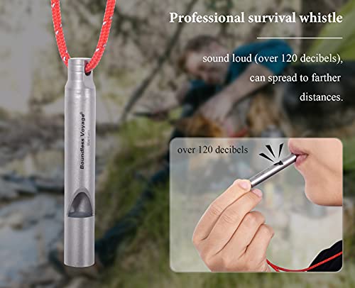 Boundless Voyage 1pcs Loudest Titanium Emergency Whistle with Lanyard for Camping Hiking Sports Traning Survival Ti9010O