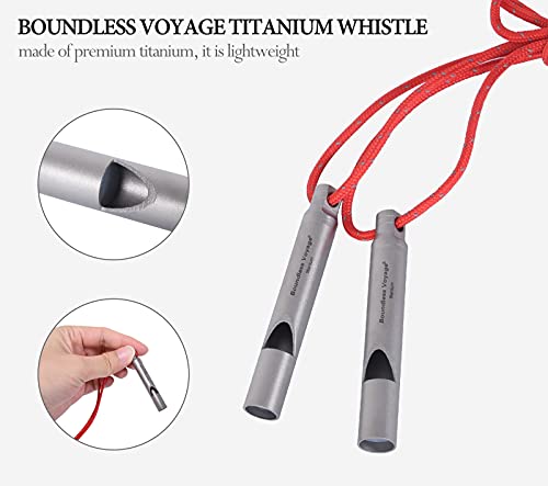 Boundless Voyage 1pcs Loudest Titanium Emergency Whistle with Lanyard for Camping Hiking Sports Traning Survival Ti9010O