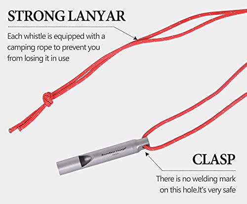 Boundless Voyage 1pcs Loudest Titanium Emergency Whistle with Lanyard for Camping Hiking Sports Traning Survival Ti9010O
