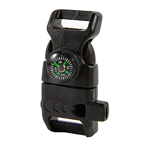 TcJ-Chen 10 PCS Emergency Whistle Buckle come with Compass & Fire Starter & Flint Scraper for Outdoor Camping Paracord Bracelet (black)