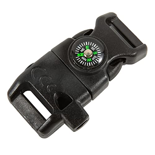TcJ-Chen 10 PCS Emergency Whistle Buckle come with Compass & Fire Starter & Flint Scraper for Outdoor Camping Paracord Bracelet (black)