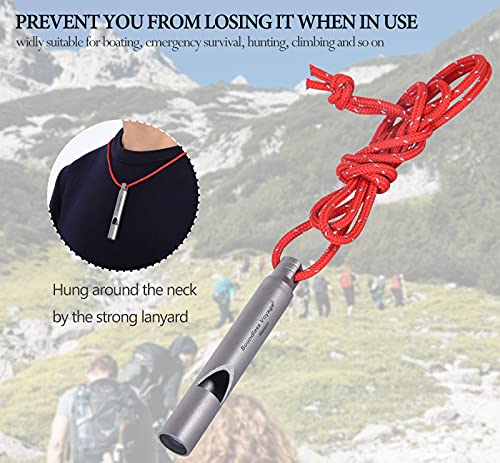 Boundless Voyage 1pcs Loudest Titanium Emergency Whistle with Lanyard for Camping Hiking Sports Traning Survival Ti9010O