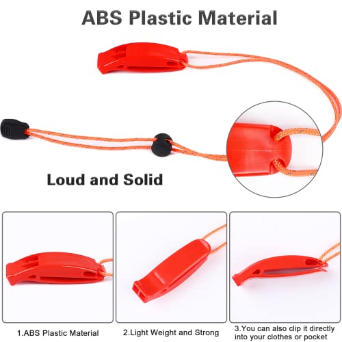JULBEAR 6PCS Safety Survival Whistles with Adjustable Reflective Lanyard Emergency Whistle