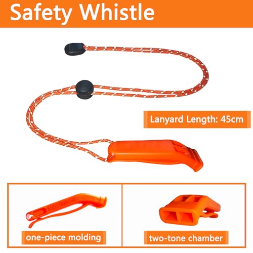 Amzonly Emergency Whistle, Safety Whistle Survival Shrill Loud for Camping Hiking Hunting Boating Fishing Life Vest Jacket Rescue Signaling Kids Lifeguard 5 Pack