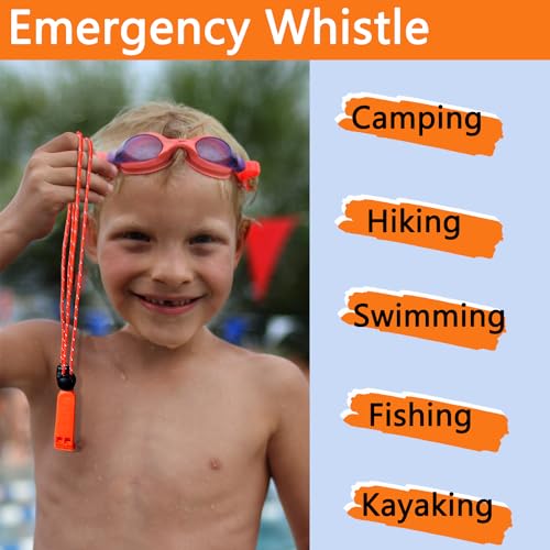 Amzonly Emergency Whistle, Safety Whistle Survival Shrill Loud for Camping Hiking Hunting Boating Fishing Life Vest Jacket Rescue Signaling Kids Lifeguard 5 Pack