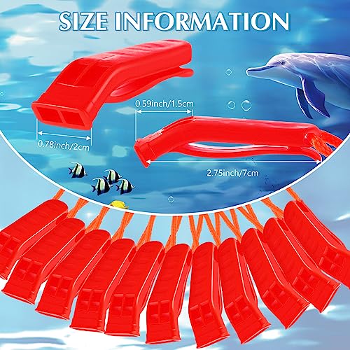 100 Pieces Emergency Whistle with Lanyard Safety Whistle Survival Whistle Loud Blast for Safety Camping Hiking Boating Hunting Survival Rescue Signaling (Red)