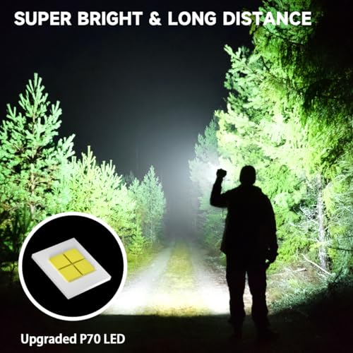 Rechargeable Flashlights High Lumens, 990000LM Powerful Tactical Flashlights, 5 Modes LED Flashlight Adjustable, Brightest Flashlight Waterproof, Handheld Flash light for Emergencies, Camping, Hiking
