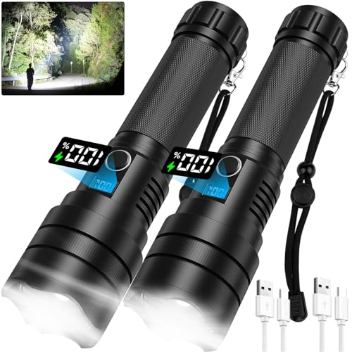 GISAEV Rechargeable Led Flashlights High Lumens: 990,000 Lumens Super Bright Powerful Flash Lights with Digital Display, 5 Modes, IPX6 Waterproof Tactical Flashlight