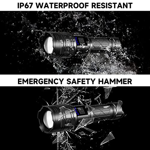 Rechargeable Flashlights High Lumens, 990000LM Powerful Tactical Flashlights, 5 Modes LED Flashlight Adjustable, Brightest Flashlight Waterproof, Handheld Flash light for Emergencies, Camping, Hiking