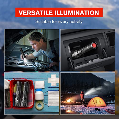 LETMY Tactical Flashlight S2000-2 Pack Bright Military Grade LED Flashlights High Lumens - Portable Handheld Flash Light, 5 Modes Zoomable Waterproof Flashlights for Home Emergency Camping Outdoor