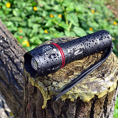 HAUSBELL LED Flashlight 2Pack 3000 High Lumens,Bright, Zoomable, Waterproof, Powerful, Emergency Tactical A100 LED Flashlights for Home and 5 Modes, Flashlight for Camping Gear、Hiking、Walking（2Pack）