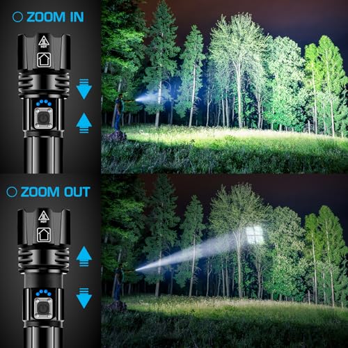 ANKRA Rechargeable Flashlight 990000 High Lumens, Powerful LED Flashlight XHP70.2 with 5 Modes & Zoomable & IPX7 Waterproof, Tactical Flashlight for Camping, Hiking, Emergencies(2 Pack)