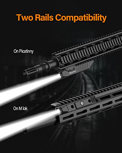 TOUGHSOUL Tactical Flashlight 1450 Lumen Picatinny Rail MLOK Mounted with Momentary Strobe Function Rifle Flashlight (Picatinny+Mlok)