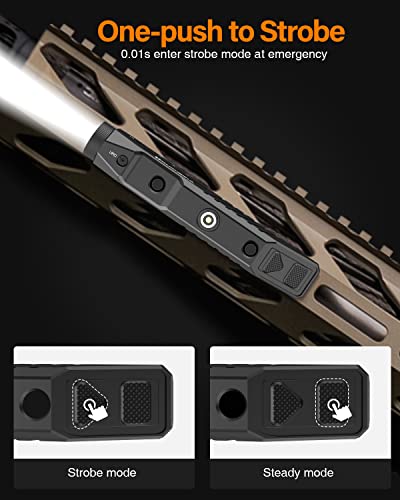 TOUGHSOUL Tactical Flashlight 1450 Lumen Picatinny Rail MLOK Mounted with Momentary Strobe Function Rifle Flashlight (Picatinny+Mlok)