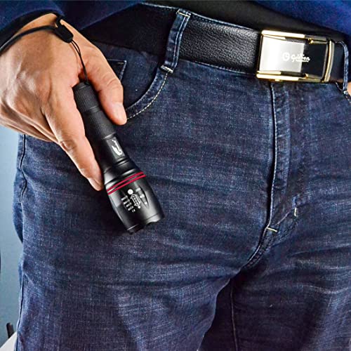 HAUSBELL LED Flashlight 2Pack 3000 High Lumens,Bright, Zoomable, Waterproof, Powerful, Emergency Tactical A100 LED Flashlights for Home and 5 Modes, Flashlight for Camping Gear、Hiking、Walking（2Pack）