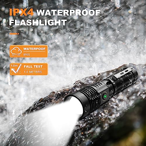 Rechargeable Tactical Flashlights 20000 High Lumens - 1500 Meters Long Beam Super Bright LED Magnetic Flashlight USB Zoomable 5Modes small Long Beam Spotlight Flashlight for Hiking, Camping