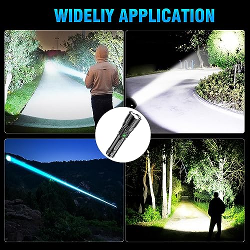Flashlights 20000 High Lumens Rechargeable - 1500 Meters Long Beam Super Bright LED Flash Light with Power Display & IPX5 Waterproof for Camping, 20H Runtime,5 Modes,Zoomable Handheld Flashlight