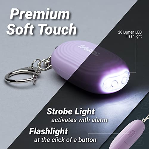 SABRE Personal Safety Kit with Pepper Spray for Self Defense and 2-in-1 Personal Alarm with LED Light, 25 Bursts, 130dB Alarm, Audible Up to 1,250 Feet, Quick Release Key Ring, Lavender, 0.54 fl oz