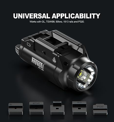 Feyachi HL-20 Pistol Light 1500 Lumen Upgrade LED Weapon Light Compact Rail Mounted Handgun Tactical Flashlight Rail Locating Keys for Picatinny, Black