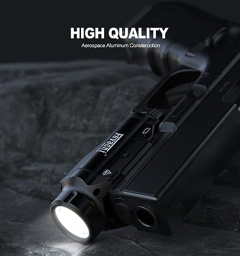 Feyachi HL-20 Pistol Light 1500 Lumen Upgrade LED Weapon Light Compact Rail Mounted Handgun Tactical Flashlight Rail Locating Keys for Picatinny, Black
