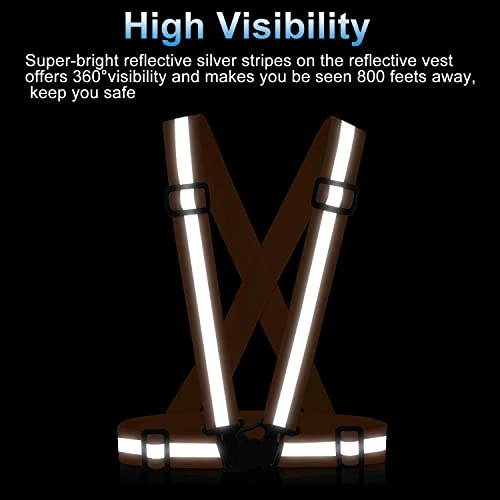 SAWNZC Reflective Vest Running Vest 2Pack, High Visible Reflective Gear for Nighttime Running Biking Motorcycle Dog Walking, Adjustable Safety Ves fits Men Women Kids