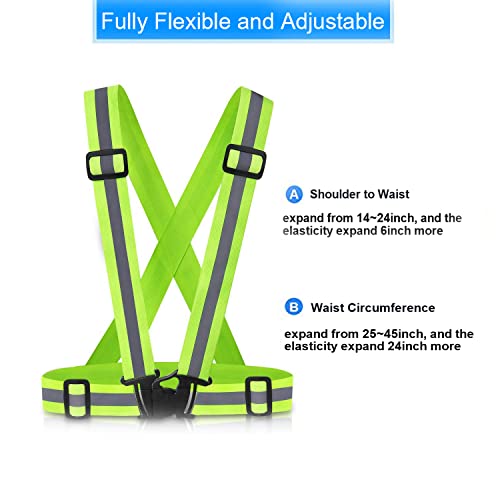 SAWNZC Reflective Vest Running Vest 2Pack, High Visible Reflective Gear for Nighttime Running Biking Motorcycle Dog Walking, Adjustable Safety Ves fits Men Women Kids