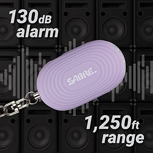 SABRE Personal Safety Kit with Pepper Spray for Self Defense and 2-in-1 Personal Alarm with LED Light, 25 Bursts, 130dB Alarm, Audible Up to 1,250 Feet, Quick Release Key Ring, Lavender, 0.54 fl oz