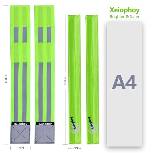 Xeiophoy Reflective Band for Night Running Walking, 6 PCS Premium Reflective Bands for Arm/Wrist/Ankle/Leg, High Visibility Reflective Running Gear Adjustable for Men and Women