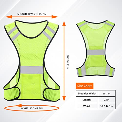 TCCFCCT Reflective Running Vest for Men Women, High Visibility Safety Vest with Large Pocket, Lightweight Reflective Running Gear for Motorcycling, Cycling, Jogging, Adjustable Waist, Yellow