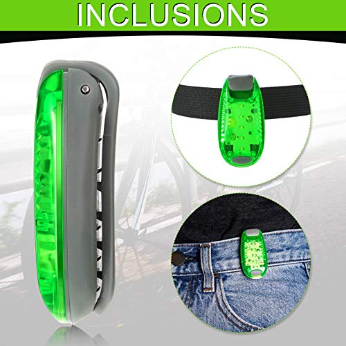 Reflective Running Gear Set Include 2 Pieces LED Safety Lights and 4 Reflective Bands for Wrist Arm Ankle Leg Reflective Straps Tape High Visibility Reflector Bands Strobe Running Light for Woman Men