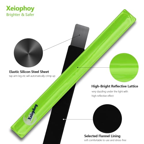 Xeiophoy Reflective Band for Night Running Walking, 6 PCS Premium Reflective Bands for Arm/Wrist/Ankle/Leg, High Visibility Reflective Running Gear Adjustable for Men and Women