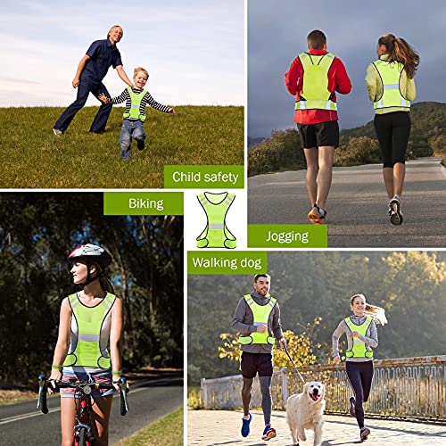 TCCFCCT Reflective Running Vest for Men Women, High Visibility Safety Vest with Large Pocket, Lightweight Reflective Running Gear for Motorcycling, Cycling, Jogging, Adjustable Waist, Yellow