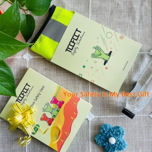 TCCFCCT Reflective Running Vest for Men Women, High Visibility Safety Vest with Large Pocket, Lightweight Reflective Running Gear for Motorcycling, Cycling, Jogging, Adjustable Waist, Yellow