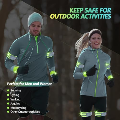 Xeiophoy Reflective Band for Night Running Walking, 6 PCS Premium Reflective Bands for Arm/Wrist/Ankle/Leg, High Visibility Reflective Running Gear Adjustable for Men and Women