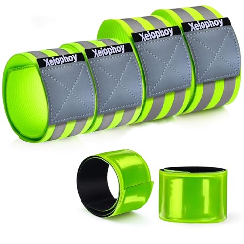 Xeiophoy Reflective Band for Night Running Walking, 6 PCS Premium Reflective Bands for Arm/Wrist/Ankle/Leg, High Visibility Reflective Running Gear Adjustable for Men and Women