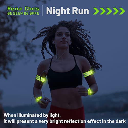 Reflective Running Gear, 4pcs High Visibility Reflective Bands for Night Walking, Safety Running Gear with Reflective Tape for Clothing, Running Safety Gear for Women, Man, Kids