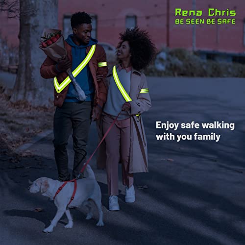 Reflective Running Gear, Reflective Sash, Night Dog Walking Safety Gear, High Visibility Reflective Safety Running Belts for Women, Night Jogging Safety Gear Reflective Belt and Armband