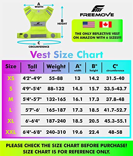 FREEMOVE Reflective Vest Running Gear + 2 Bands & Bag/Ultralight & Comfy Safety Vests with Front Pocket > High Visibility Reflector > for Men, Women > Running, Dog Walking or Cycling