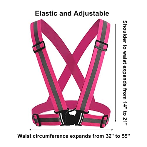 UNYNY 2 Pack Large Size Adjustable High Visibility Safety Running Reflective Vest Gears and 2 Pack Reflective Wristbands for Night Running, Biking,Hiking,Jogging and Dog Walking