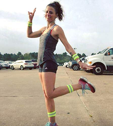 HiVisible Reflective Bands for Night Walking Reflective Arm Bands for Runners Reflective Wristbands Reflective Ankle Bands Cycling Reflective Running Gear Bike Pant Leg Strap Bicycle Pants Clips