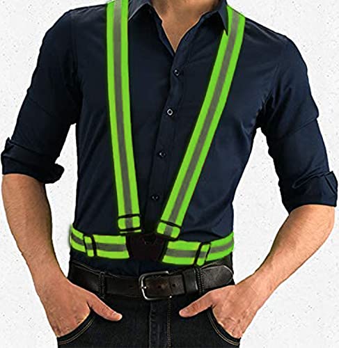 UNYNY 2 Pack Large Size Adjustable High Visibility Safety Running Reflective Vest Gears and 2 Pack Reflective Wristbands for Night Running, Biking,Hiking,Jogging and Dog Walking