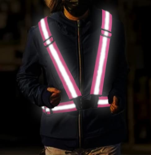 UNYNY 2 Pack Large Size Adjustable High Visibility Safety Running Reflective Vest Gears and 2 Pack Reflective Wristbands for Night Running, Biking,Hiking,Jogging and Dog Walking