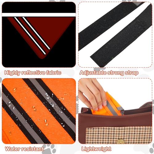Huhumy 2 Pcs Reflective Dog Bandana with Neon Orange Green Color High Visibility Reflective Dog Scarf Safety Dog Reflective Gear Hook and Loop Tape Triangle Bib Accessories for Hunting Walking Camping