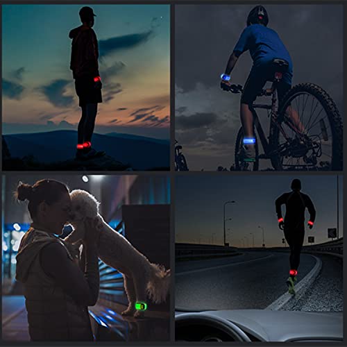 Simket LED Armband Rechargeable for Running Walking at Night (2 Pack), Running Lights for Runners, Running Lights, High Visibility Reflective Running Gear Adjustable Light Up Bands for Men Women Kids